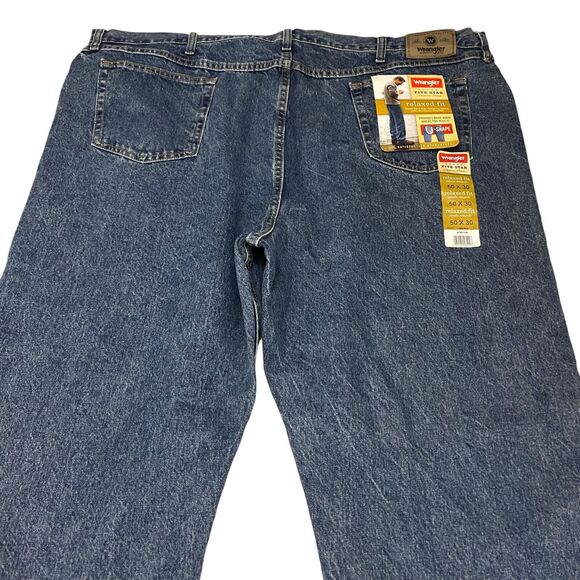 Wrangler Five Star Premium Denim Straight Leg Relaxed Fit Mens 50X30 Blue - Picture 14 of 16